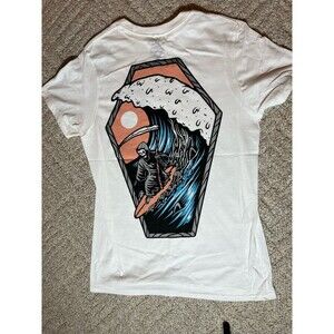 Call Your Mother Surfing Reaper T Shirt Size Small White Double Sided